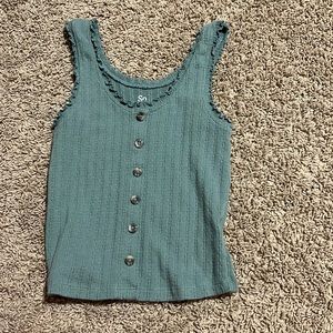 green tank button up